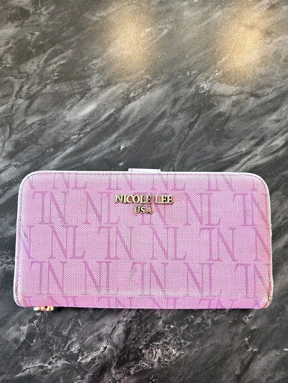 Nicole Lee Zip Around Wallet in Pink